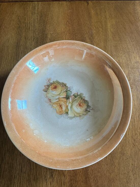 Derwood Other - Vintage W.S. George Derwood 212 B Peach Rose Floral 9" Serving Bowl Lusterware